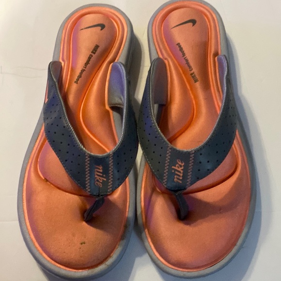 Nike Shoes - Nike Comfort Footbed Orange Gray flip Flop Thong Sandals size 8